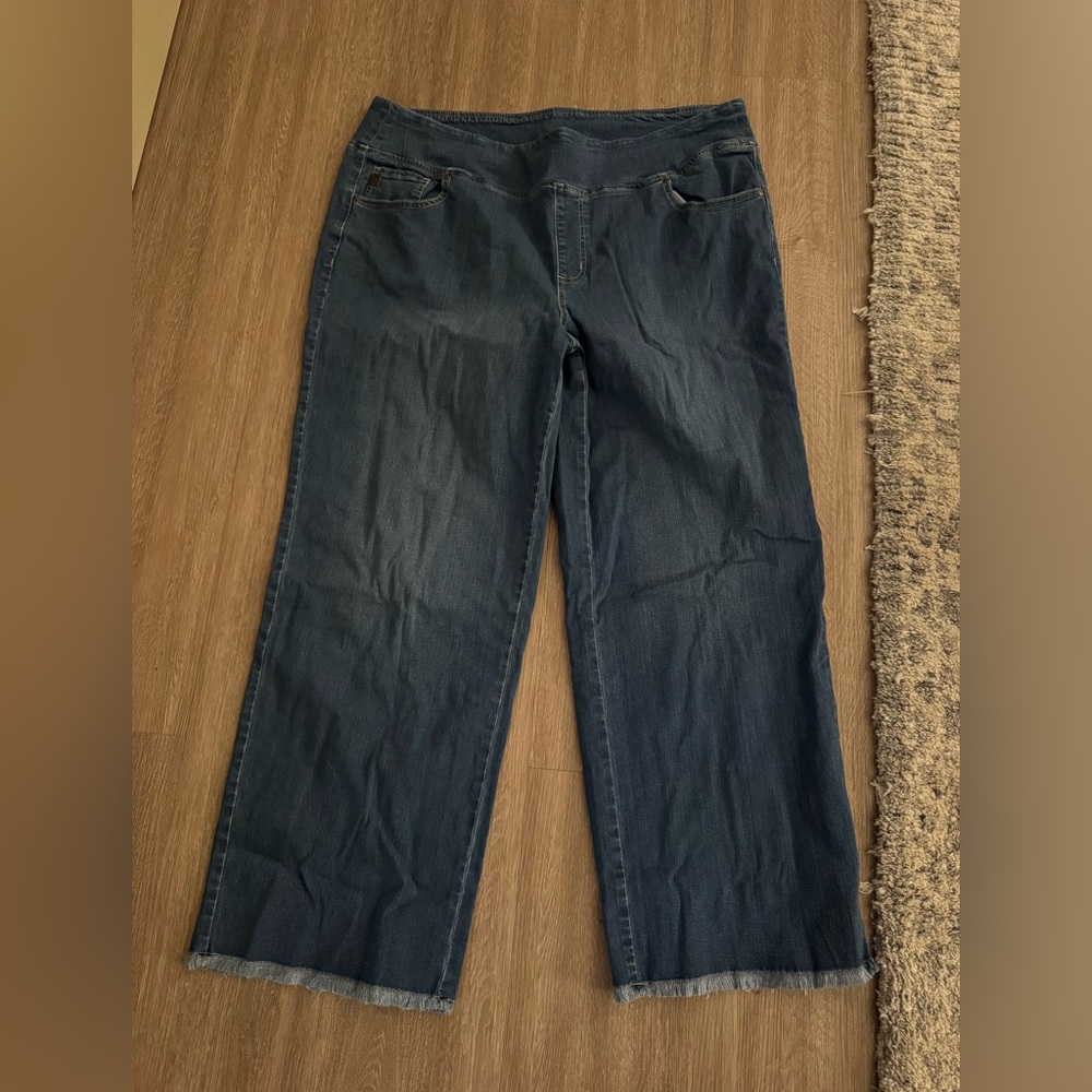 Belle by Kim Gravel Tall TripleLuxe Denim Wide Leg Crop with Fray Size 20 Tall